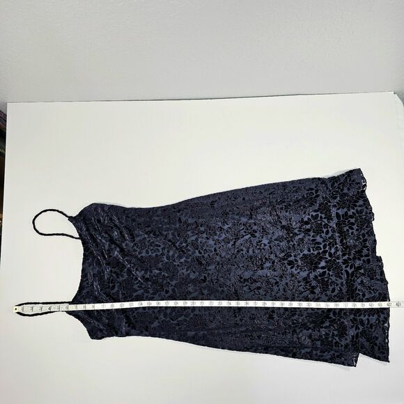 Vintage 90s Whimsigoth La Belle Fashions Velvet Burnout Floral Slip Dress Size L - Picture 7 of 7